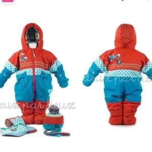 Colorful Baby Snowsuit with Mittens and Booties Deux par deux size 18 months